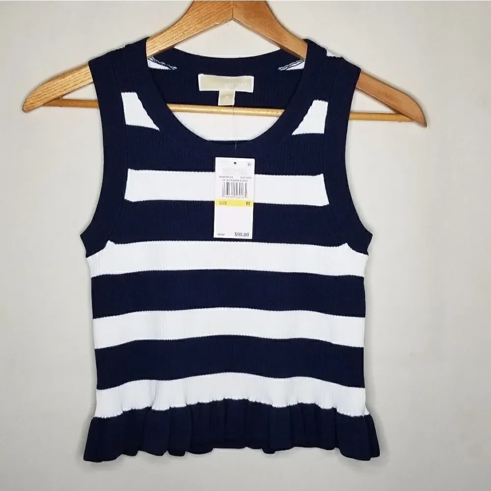 Michael Kors sleeveless top new with tags blue and white Women's size medium